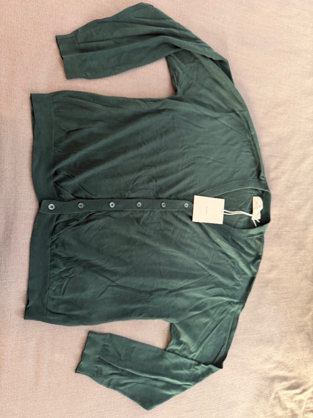 Zara Origins Men’s Silk Cotton Cardigan Large Deep Green NWT